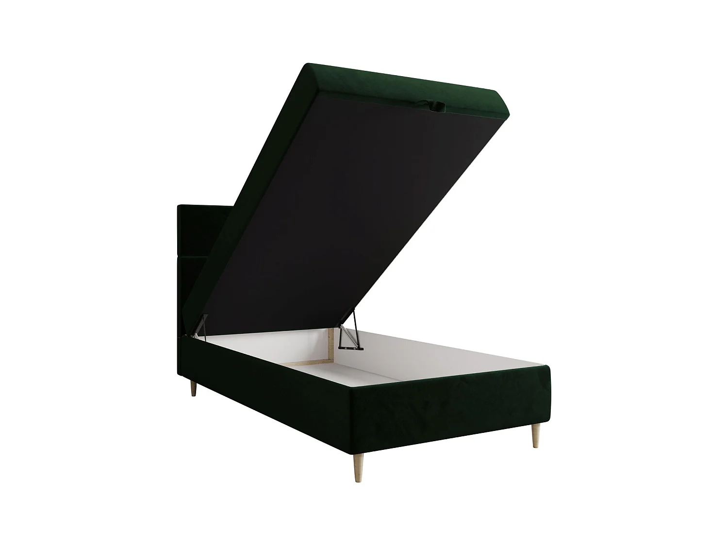 BEDANTE Lit boxspring FLO 80x200 Itaka 10 Vert foncé Lit Coffre Lit simple Lit d'hôtel Surmatelas Matelas Chambre Rangement