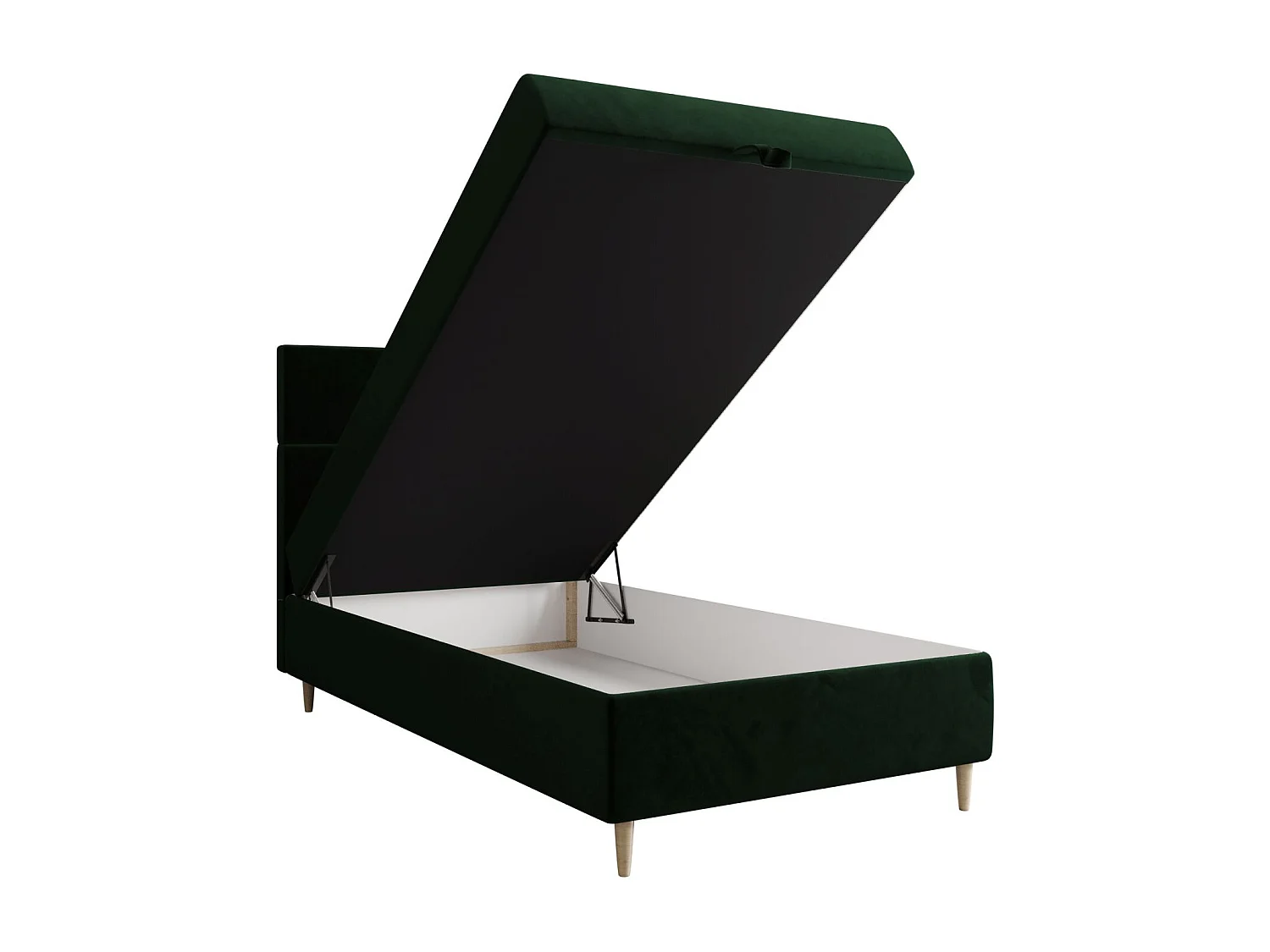 BEDANTE Lit boxspring FLO 80x200 Itaka 10 Vert foncé Lit Coffre Lit simple Lit d'hôtel Surmatelas Matelas Chambre Rangement