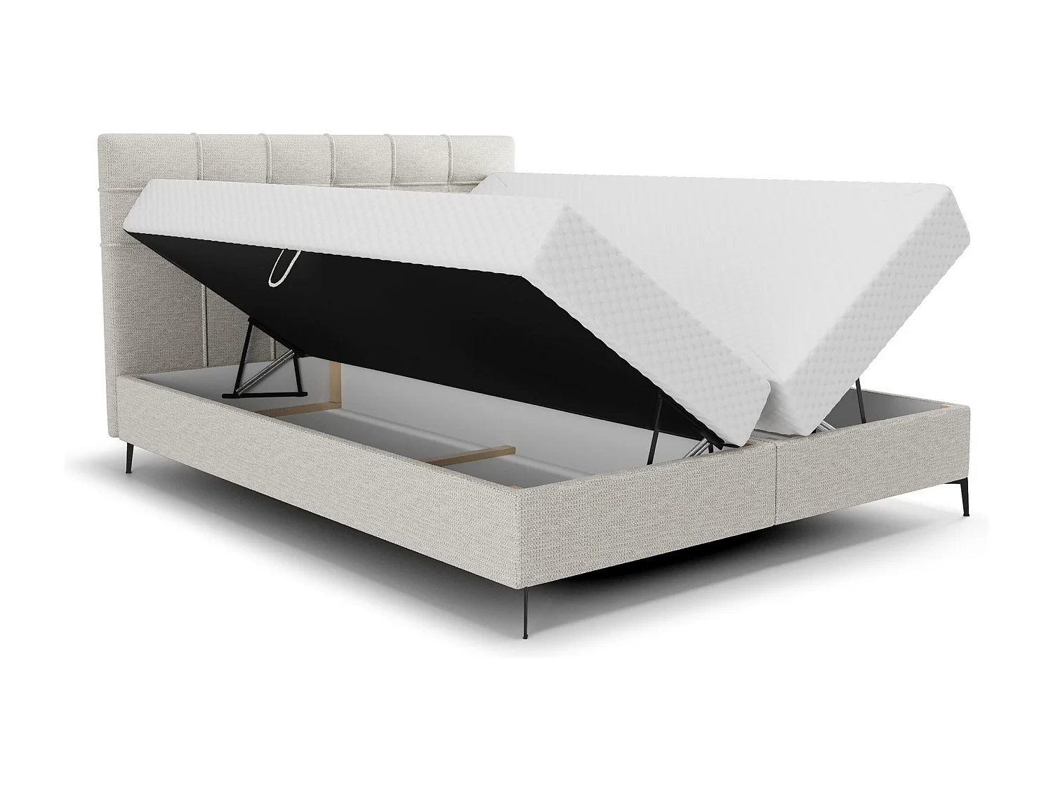 BEDANTE Boxspringbett INAO 180x200 ARAGON 80 Hellgrau Bett Bettkasten Ehebett Hotelbett Topper Matratze Schlafzimmer Stauraum