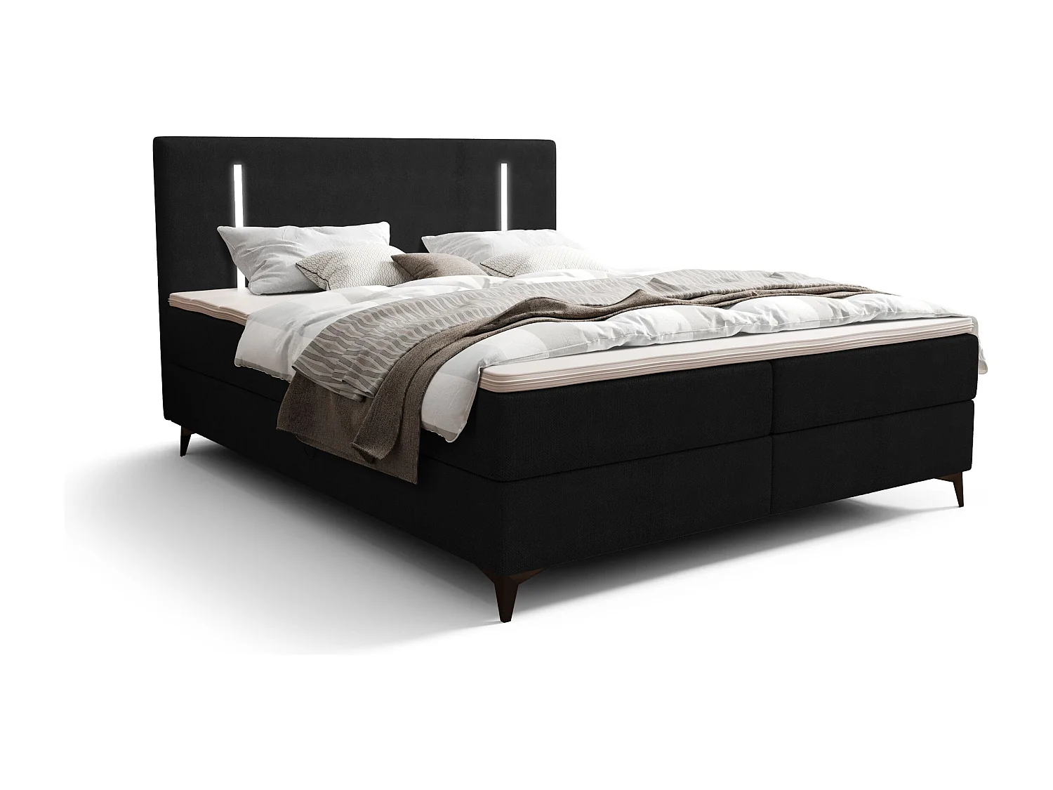 BEDANTE Boxspringbett ONO 140x200 CURIO 99 Schwarz Bett Bettkasten Ehebett Hotelbett Topper Matratze Schlafzimmer Stauraum