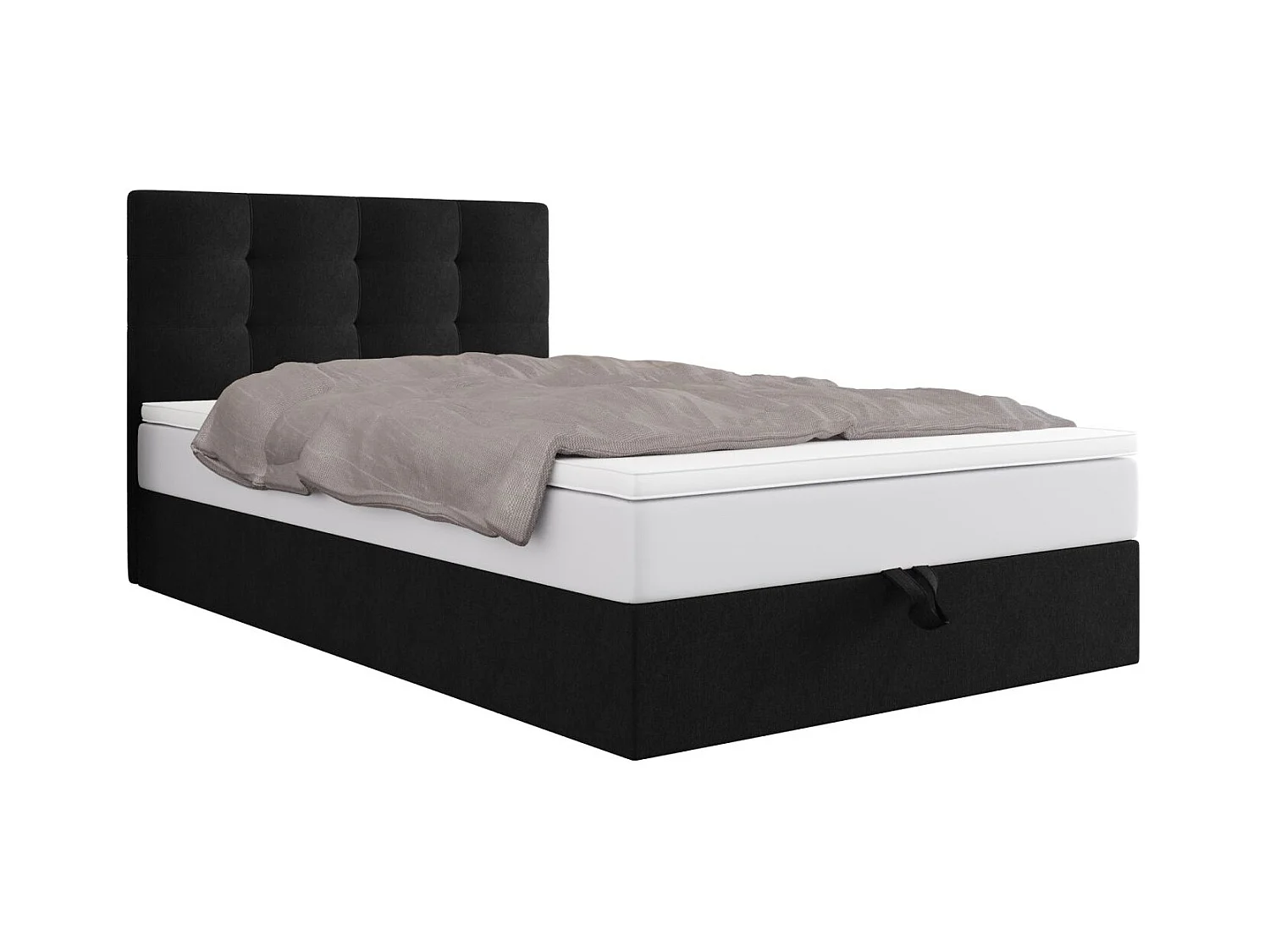 BEDANTE lit boxspring DUO 1 80x200 Cosmic 100 noir lit avec coffre lit double lit d’hôtel surmatelas matelas chambre espace de rangement