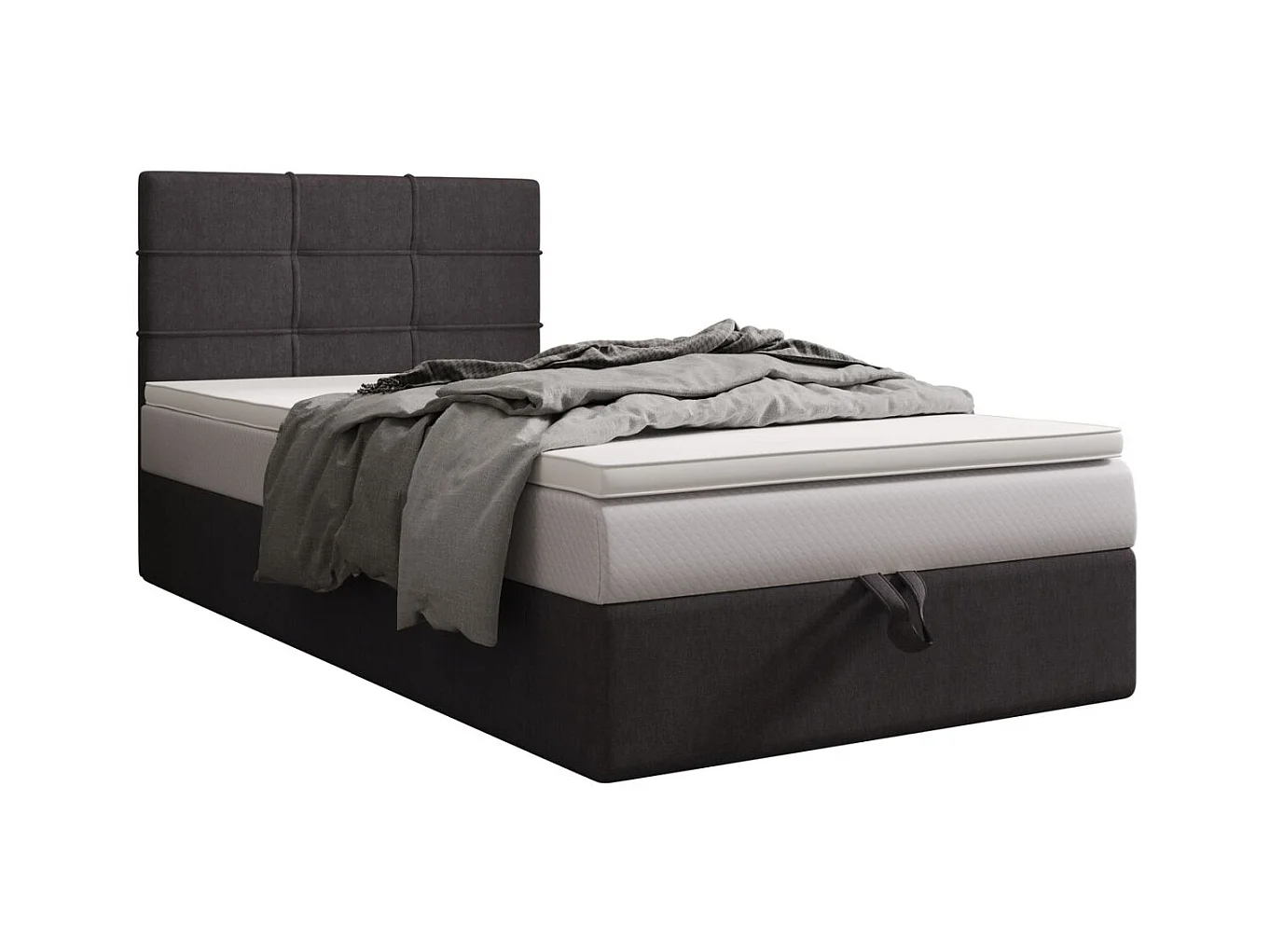 BEDANTE lit boxspring DUO 2 80x200 Cosmic 97 gris lit avec coffre lit double lit d’hôtel surmatelas matelas chambre espace de rangement