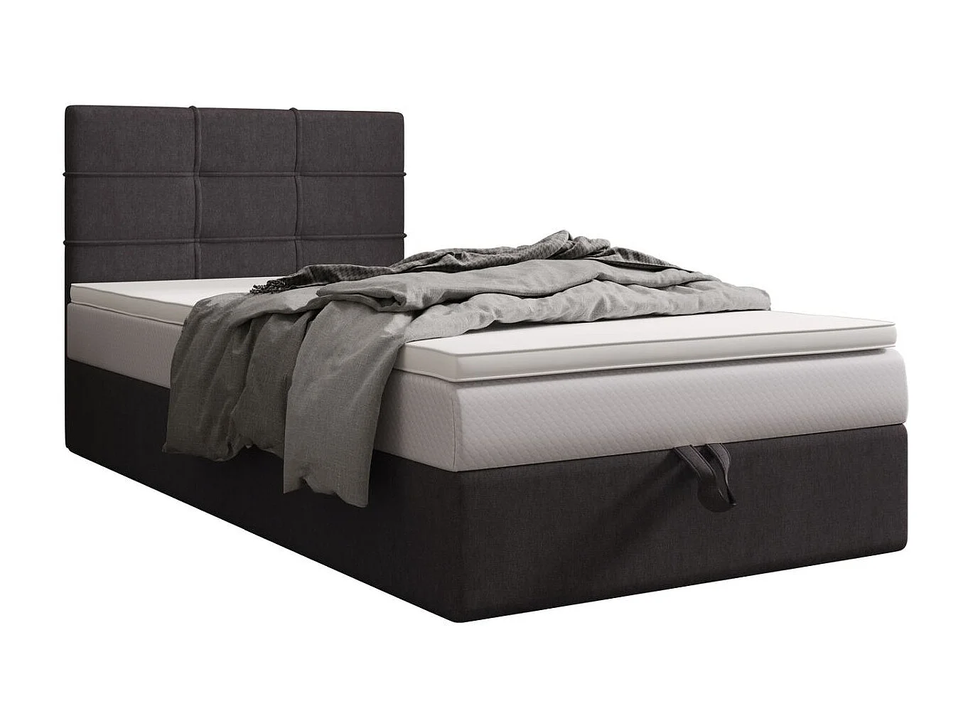 BEDANTE lit boxspring DUO 2 80x200 Cosmic 97 gris lit avec coffre lit double lit d’hôtel surmatelas matelas chambre espace de rangement