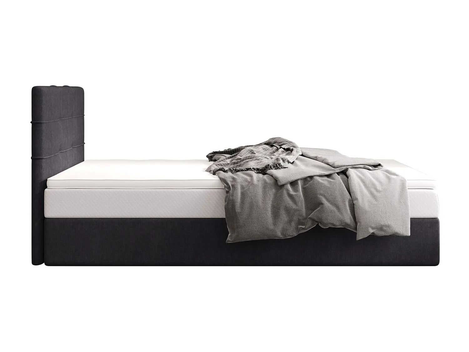 BEDANTE lit boxspring DUO 2 80x200 Cosmic 97 gris lit avec coffre lit double lit d’hôtel surmatelas matelas chambre espace de rangement