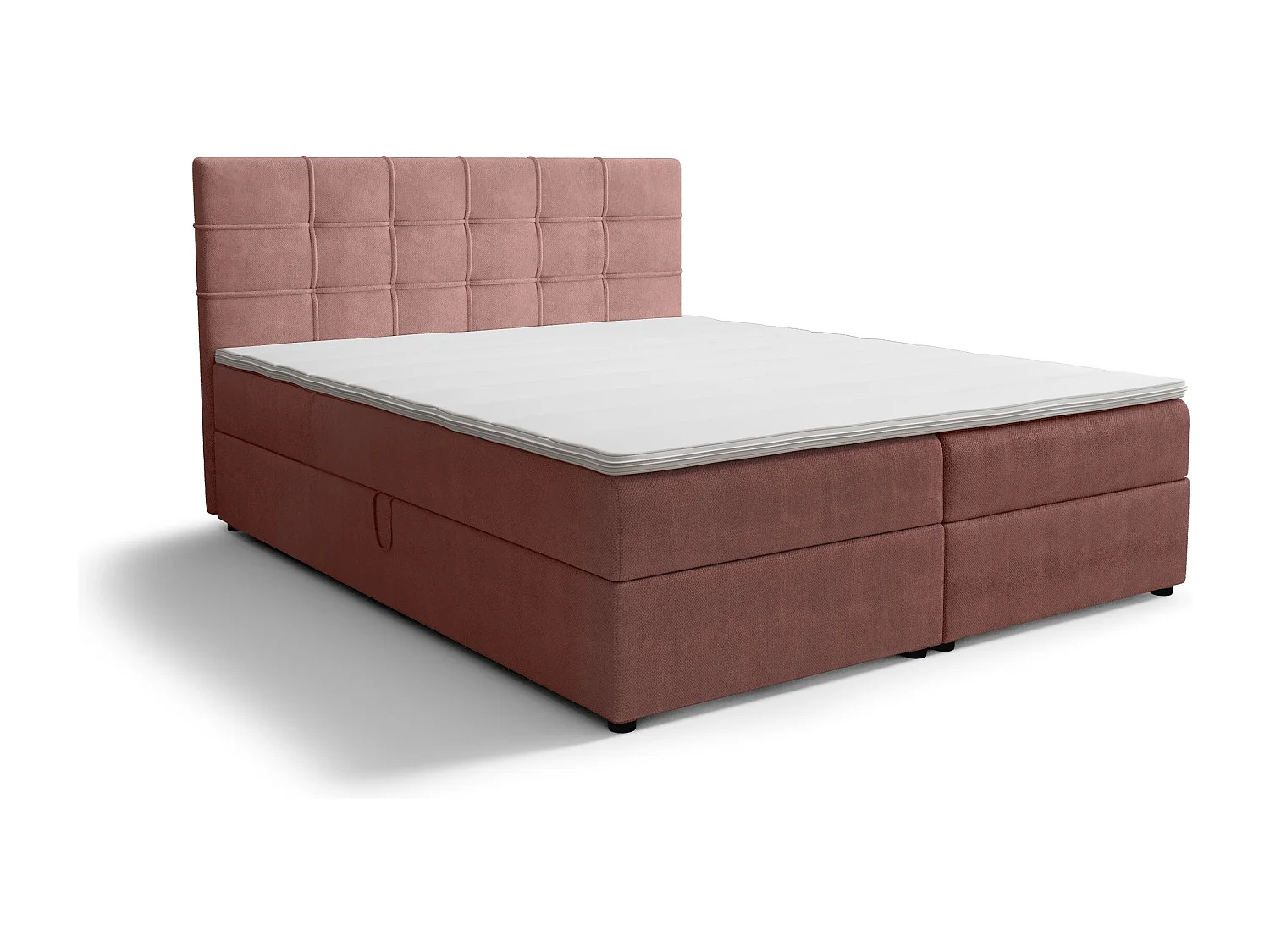 BEDANTE Lit boxspring KIDA 160x200 Curio 63 Rose Lit Litkasten Lit double Lit d'hôtel Chambre à coucher Espace de rangement