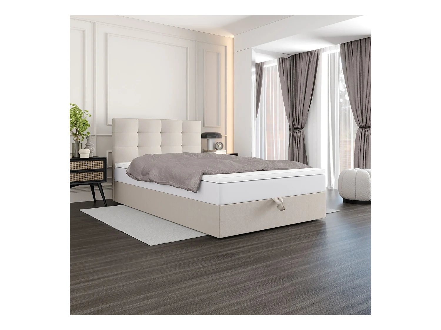 BEDANTE Boxspringbett DUO 1 80x200 Cosmic 10 Beige Bett Bettkasten Ehebett Hotelbett Topper Matratze Schlafzimmer Stauraum