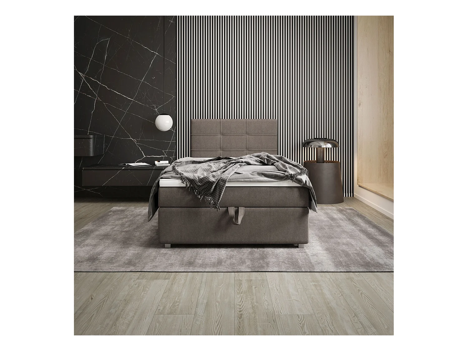 BEDANTE Lit boxspring FADO 1 80x200 Cosmic 03 Marron Lit Coffre Lit simple Lit d’hôtel