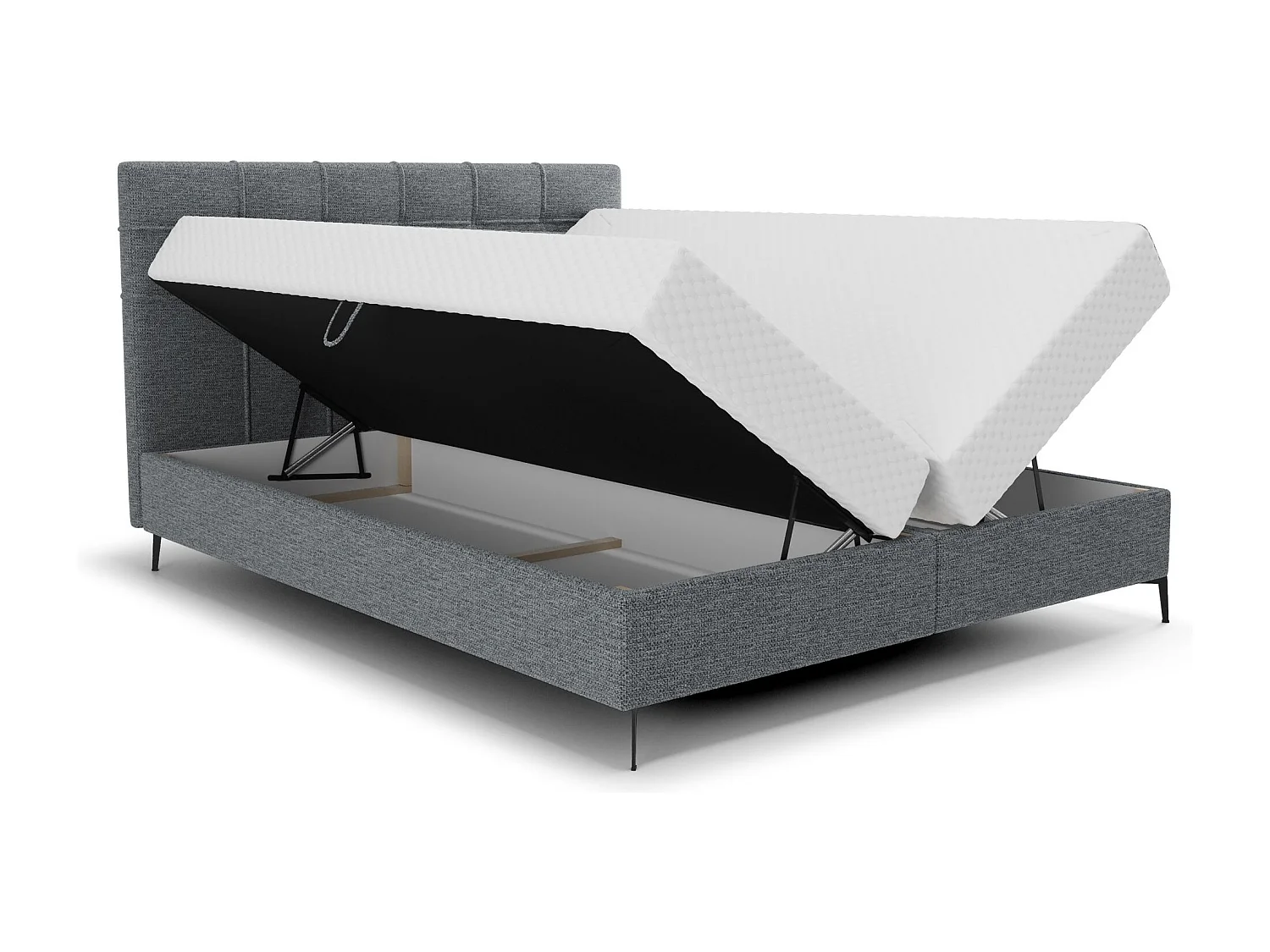 BEDANTE Boxspringbett INAO 140x200 ARAGON 93 Dunkelgrau Bett Bettkasten Ehebett Hotelbett Topper Matratze Schlafzimmer Stauraum