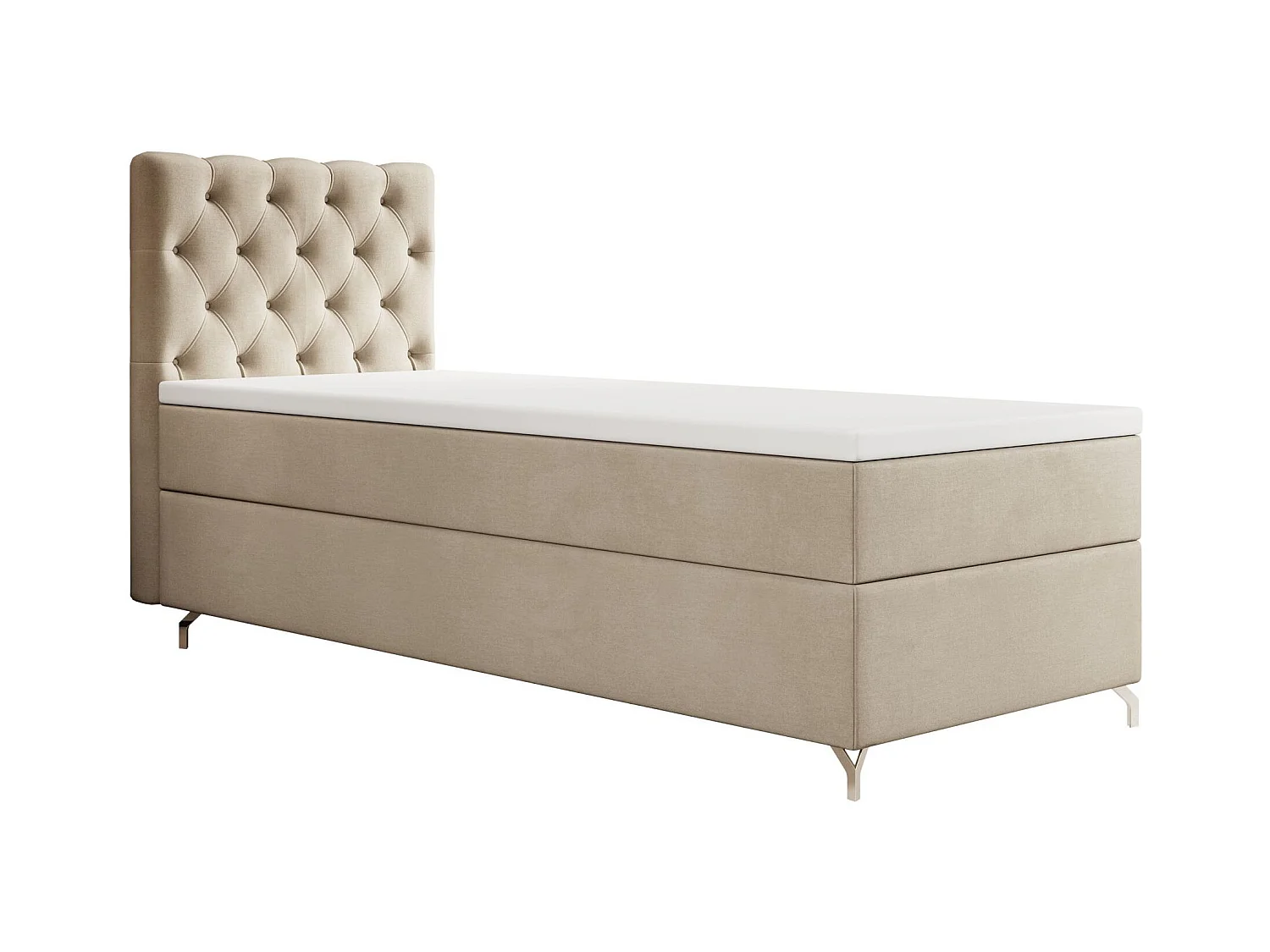 BOXBETT CHESTER 120x200 Monolith 02 avec matelas H3 et surmatelas lit avec coffre, lit simple, lit d'hôtel, chambre, avec rangement