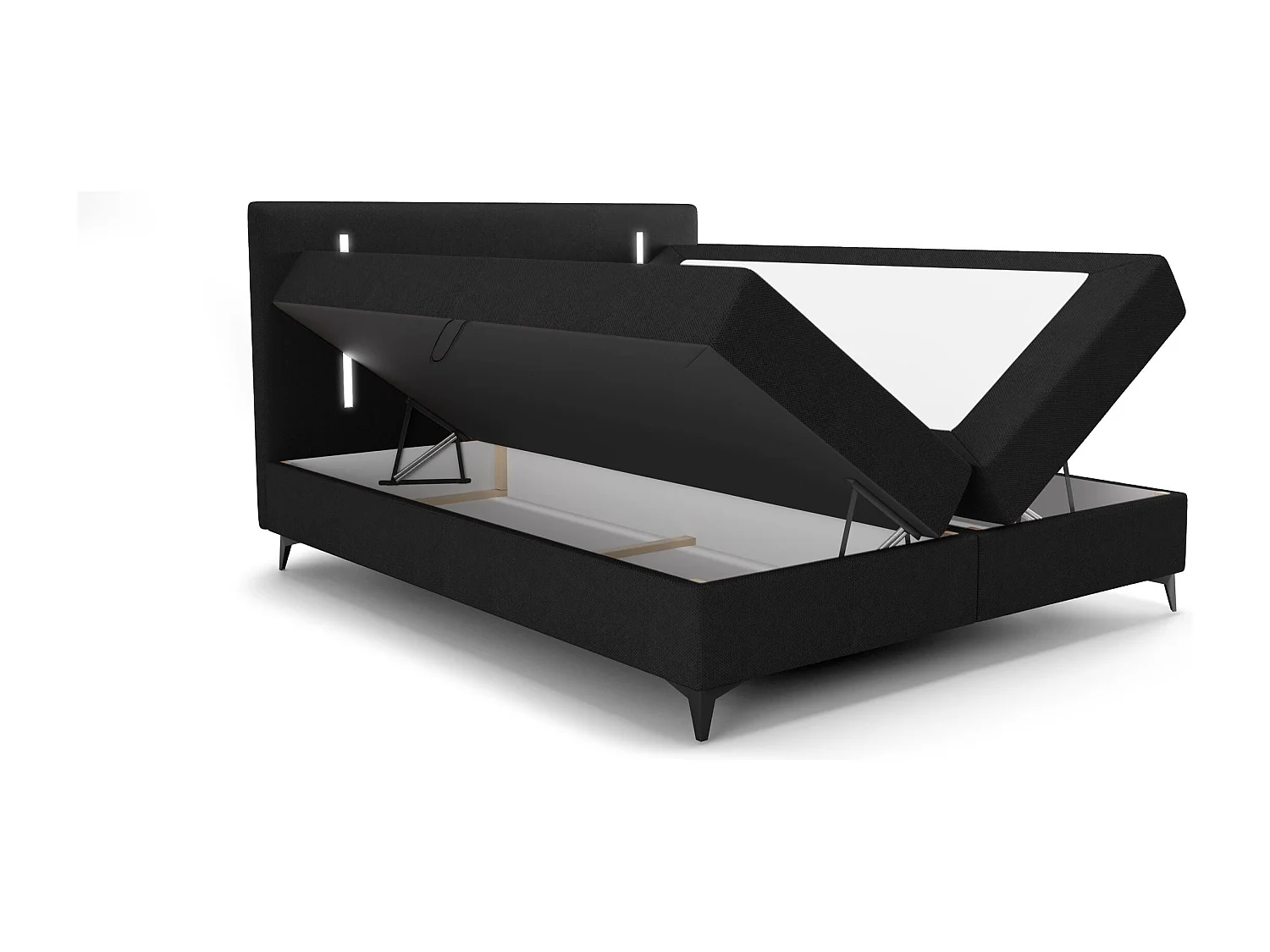 BEDANTE lit boxspring ONO 160x200 CURIO 99 noir lit coffre de lit lit double lit d'hôtel surmatelas matelas chambre à coucher rangement