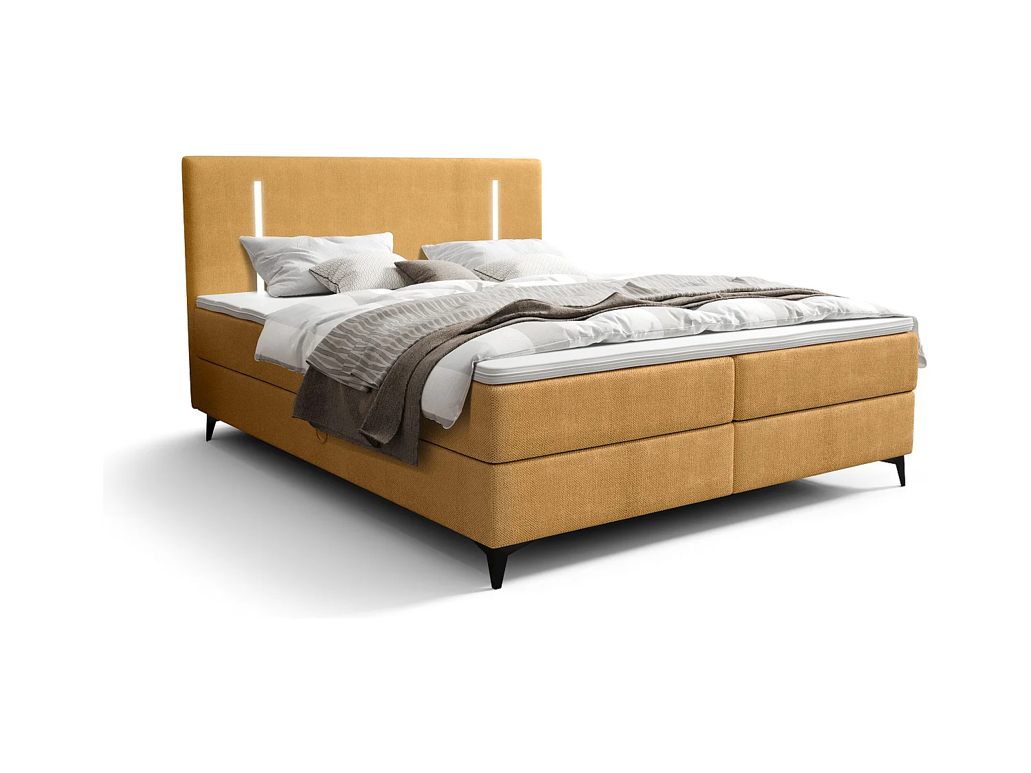 BEDANTE lit boxspring ONO 180x200 CURIO 48 orange lit coffre de lit lit double lit d'hôtel surmatelas matelas chambre à coucher rangement