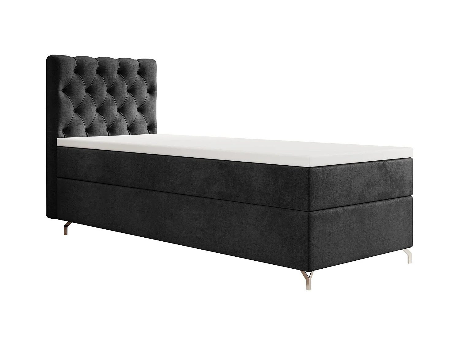 BOXBETT CHESTER 80x200 Monolith 97 avec matelas H3 et surmatelas lit avec coffre, lit simple, lit d'hôtel, chambre, avec rangement