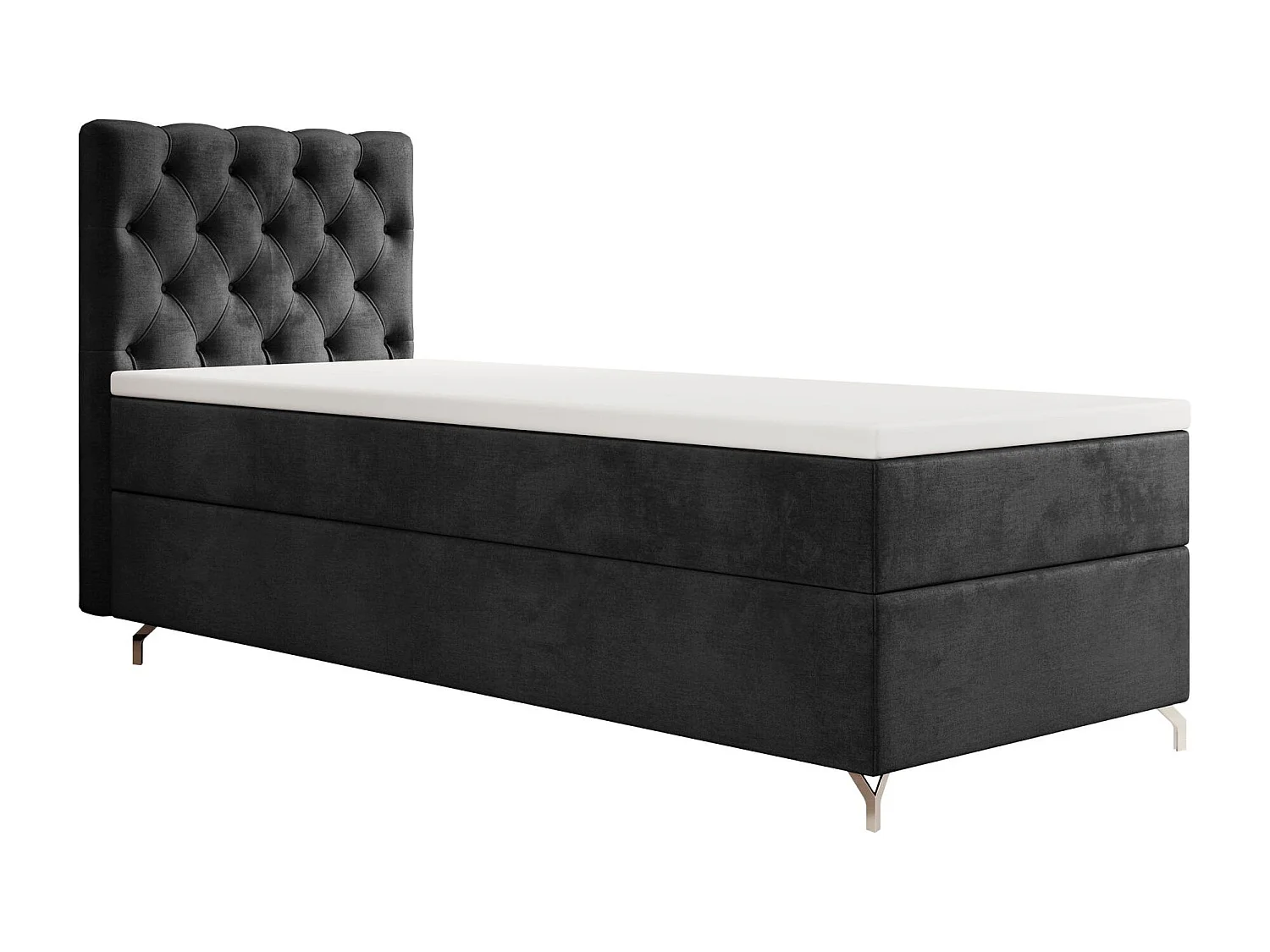 BOXBETT CHESTER 80x200 Monolith 97 avec matelas H3 et surmatelas lit avec coffre, lit simple, lit d'hôtel, chambre, avec rangement