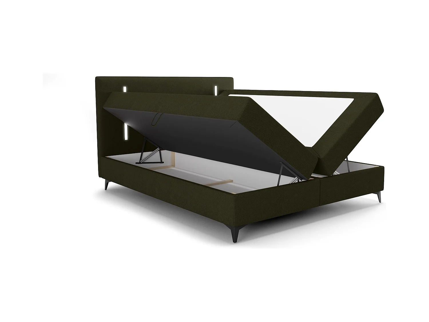 BEDANTE lit boxspring ONO 160x200 CURIO 39 vert lit coffre de lit lit double lit d'hôtel surmatelas matelas chambre à coucher rangement