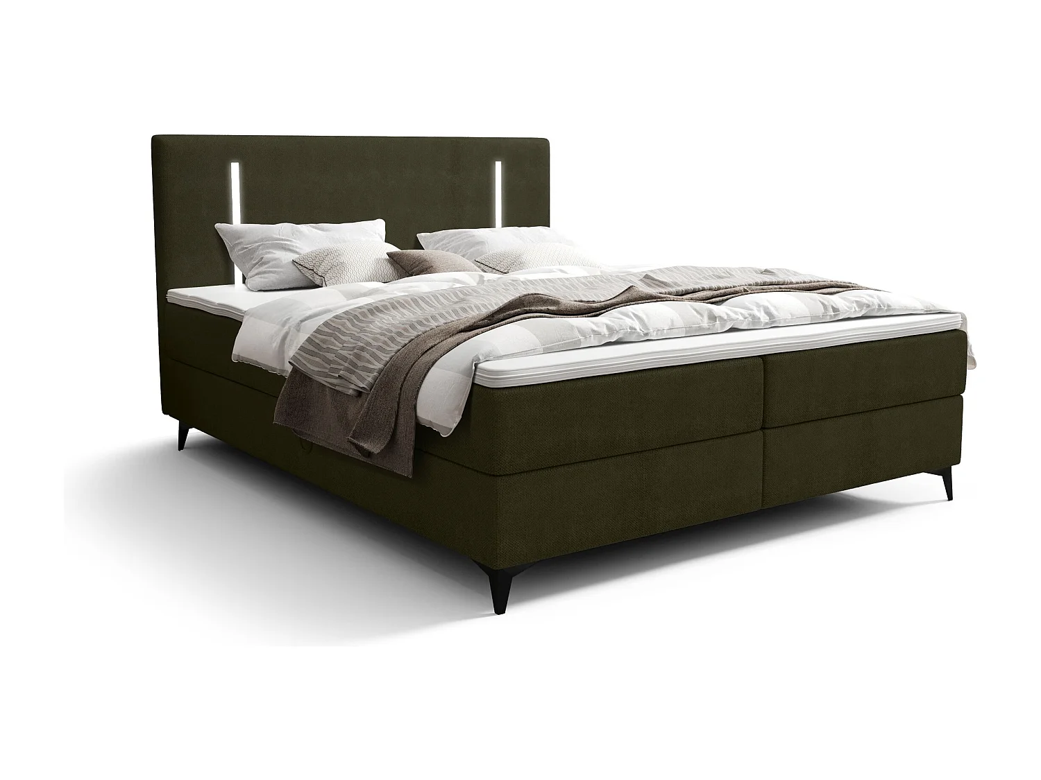 BEDANTE lit boxspring ONO 160x200 CURIO 39 vert lit coffre de lit lit double lit d'hôtel surmatelas matelas chambre à coucher rangement