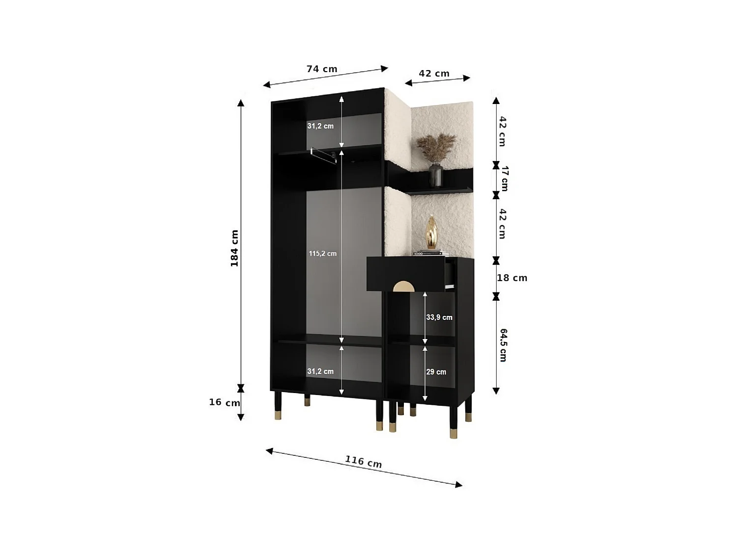 Ensemble de garde-robe Palermo 6 200/116/46 (Cachemire/Poso 100)