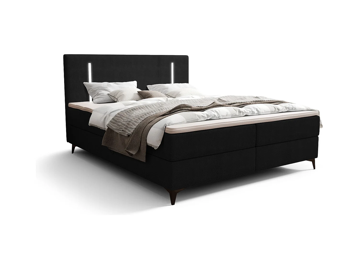 BEDANTE lit boxspring ONO 180x200 CURIO 99 noir lit coffre de lit lit double lit d'hôtel surmatelas matelas chambre à coucher rangement
