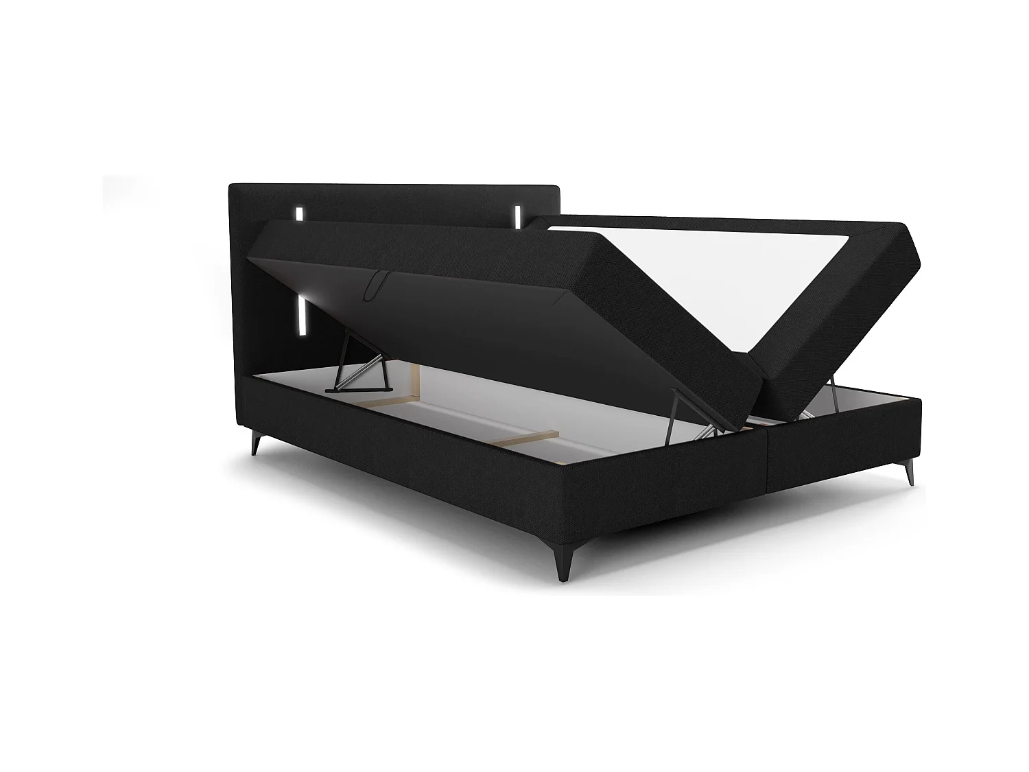 BEDANTE lit boxspring ONO 180x200 CURIO 99 noir lit coffre de lit lit double lit d'hôtel surmatelas matelas chambre à coucher rangement