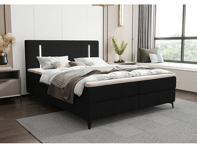 BEDANTE Boxspringbett ONO 180x200 CURIO 99 Schwarz Bett Bettkasten Ehebett Hotelbett Topper Matratze Schlafzimmer Stauraum
