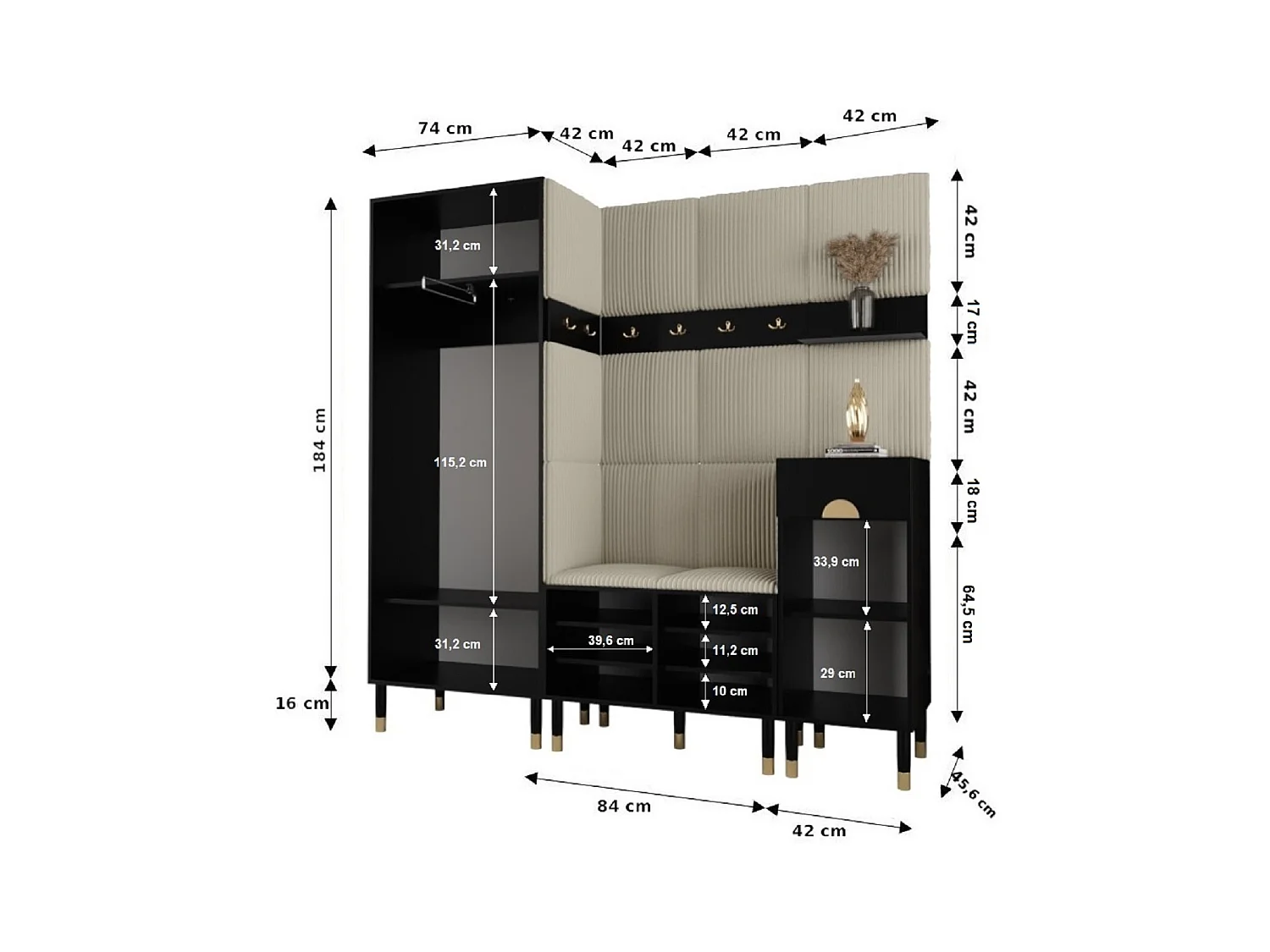 Ensemble de garde-robe Palermo 1 200/200/46 (Cachemire/Poso 100)