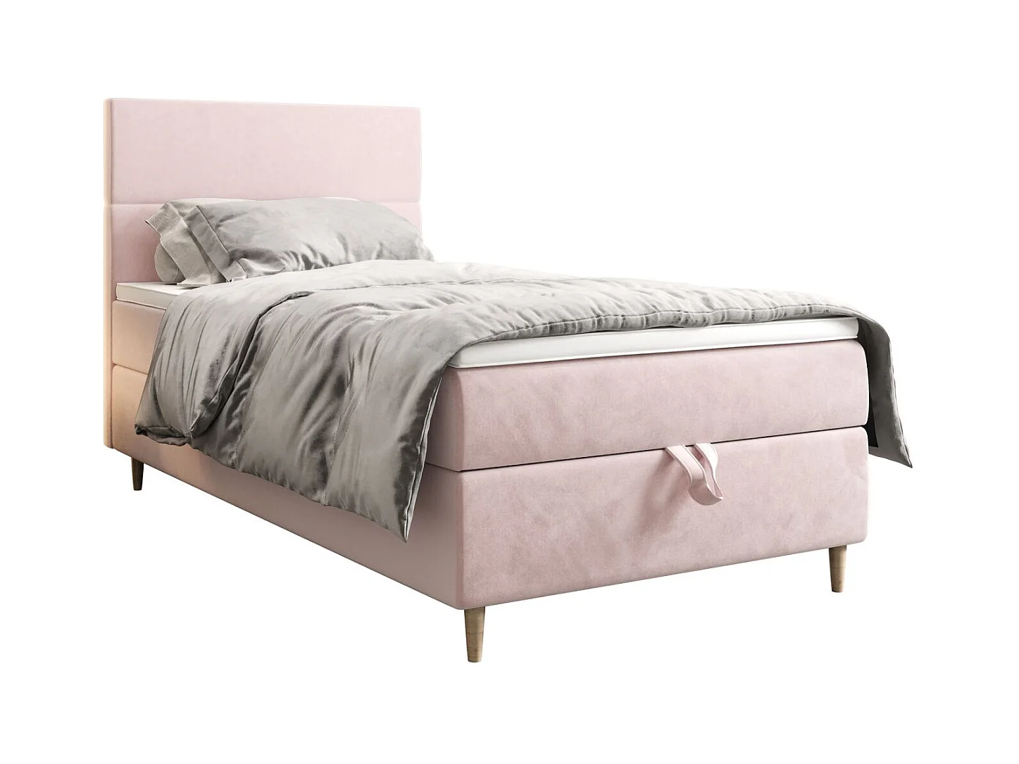 BEDANTE Lit boxspring FLO 80x200 Itaka 58 Rose Lit Coffre Lit simple Lit d'hôtel Surmatelas Matelas Chambre Rangement