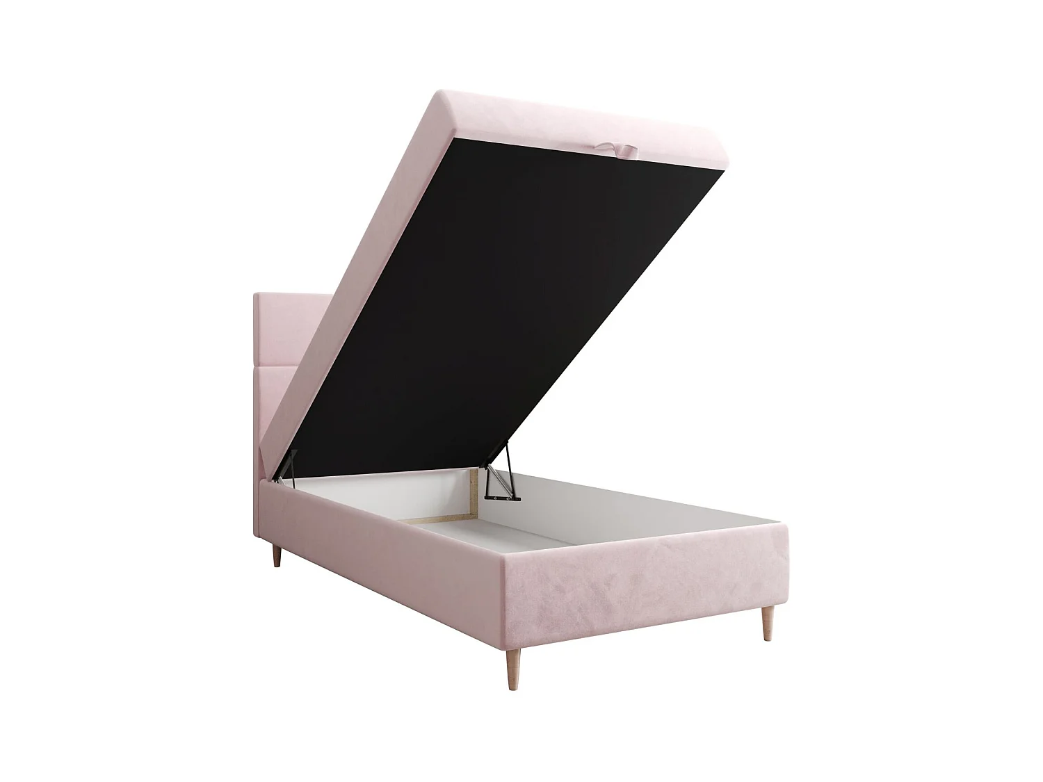 BEDANTE Lit boxspring FLO 80x200 Itaka 58 Rose Lit Coffre Lit simple Lit d'hôtel Surmatelas Matelas Chambre Rangement