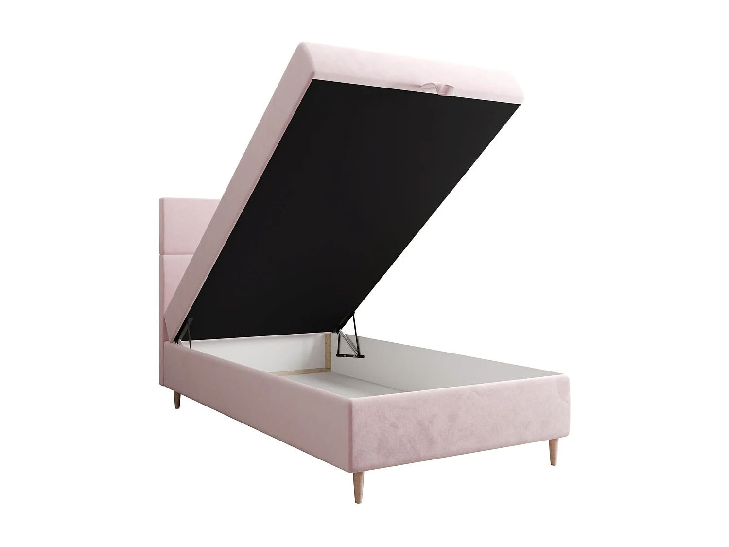 BEDANTE Lit boxspring FLO 80x200 Itaka 58 Rose Lit Coffre Lit simple Lit d'hôtel Surmatelas Matelas Chambre Rangement