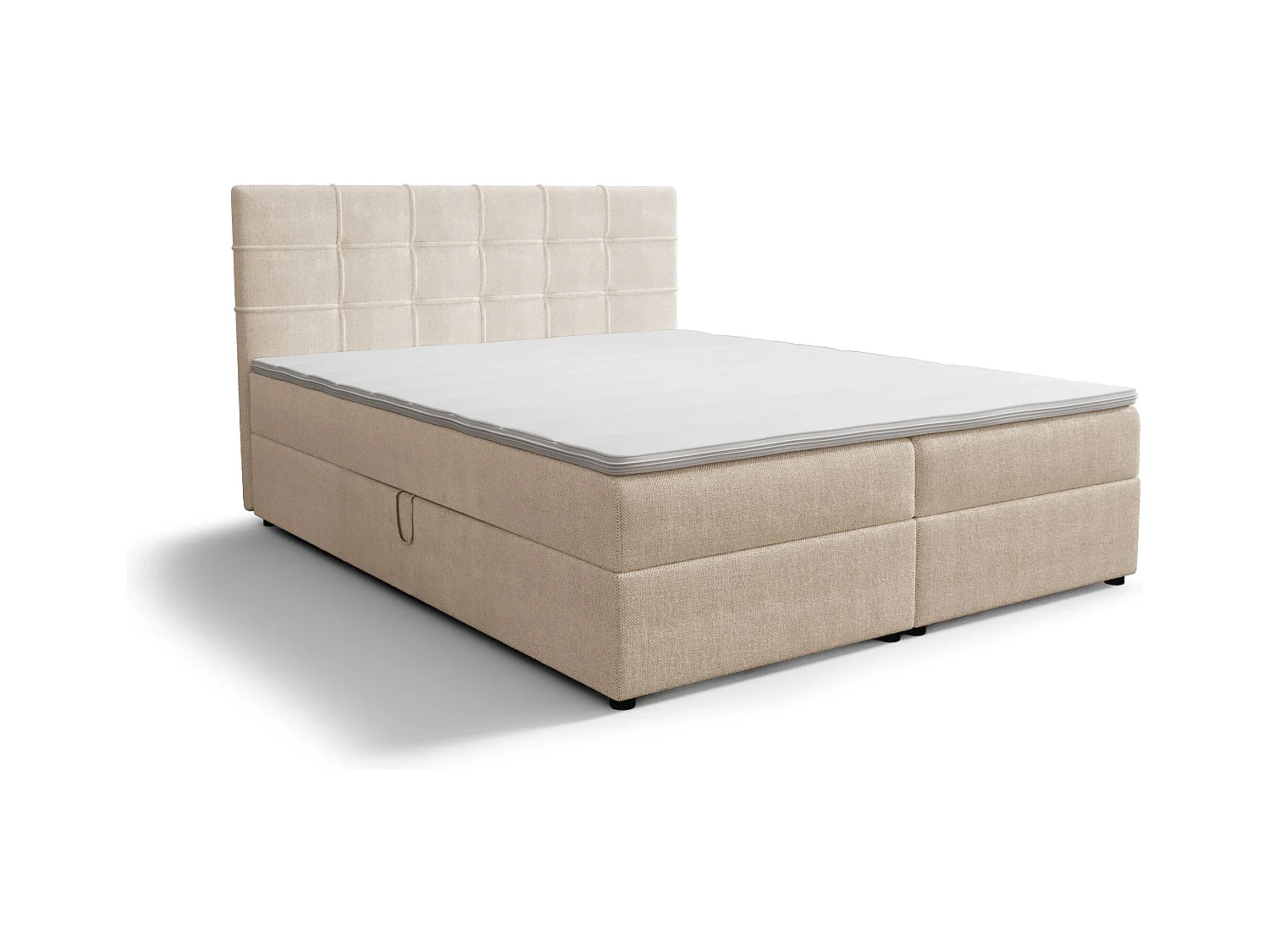 BEDANTE Lit boxspring KIDA 140x200 Curio 09 Écru Lit Litkasten Lit double Lit d'hôtel Chambre à coucher Espace de rangement