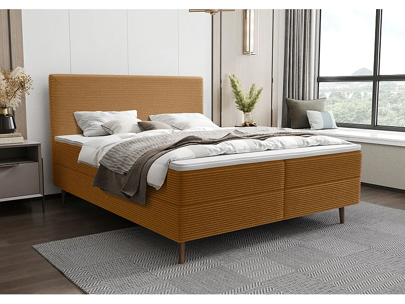 BEDANTE boxspringbed NARA 160x200 POSO 001 oranje bed bedbox tweepersoonsbed hotelbed topper matras slaapkamer opbergruimte