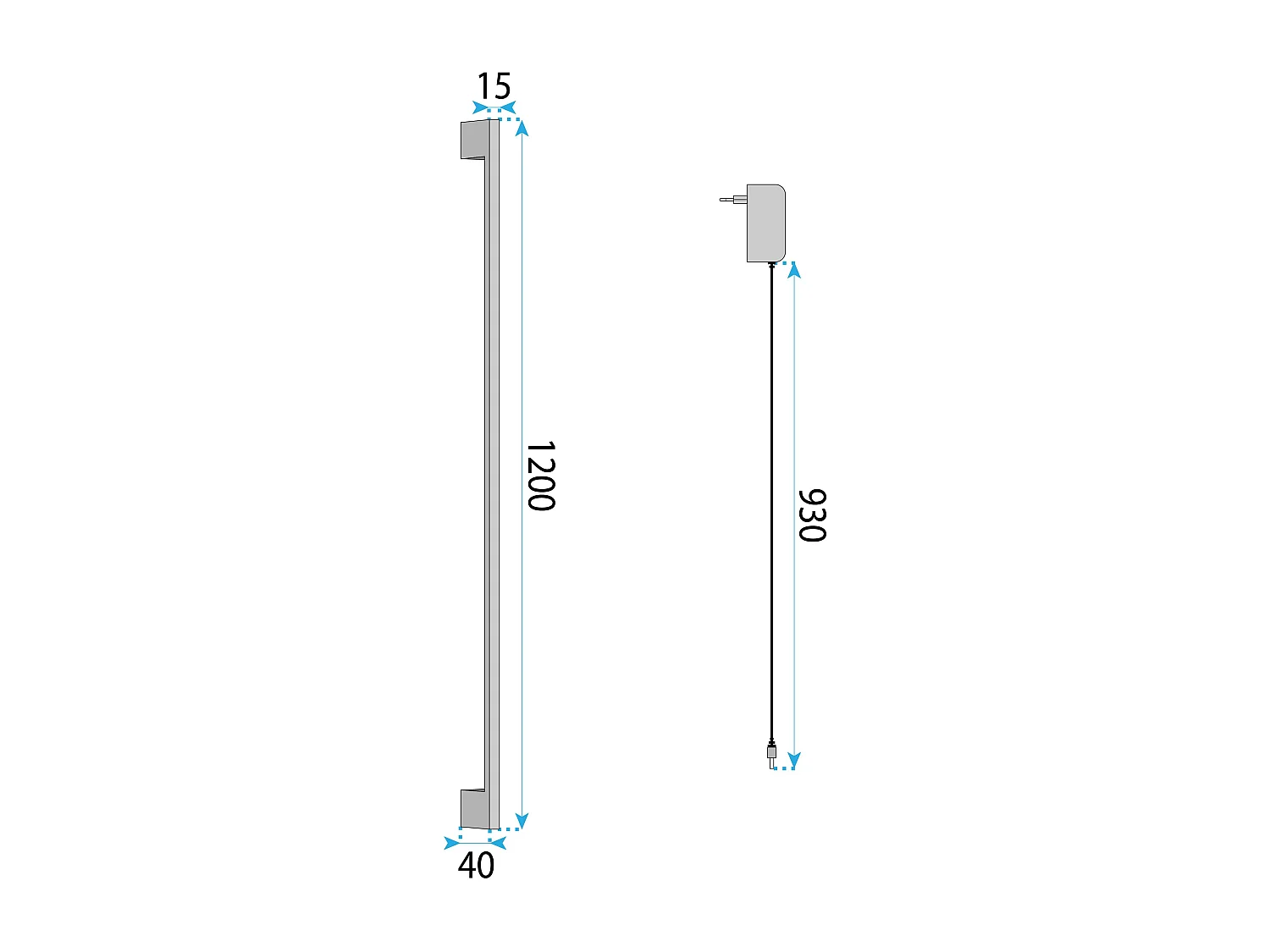 Toolight LHJ065-W væglampe sort 1,5X4X150CM