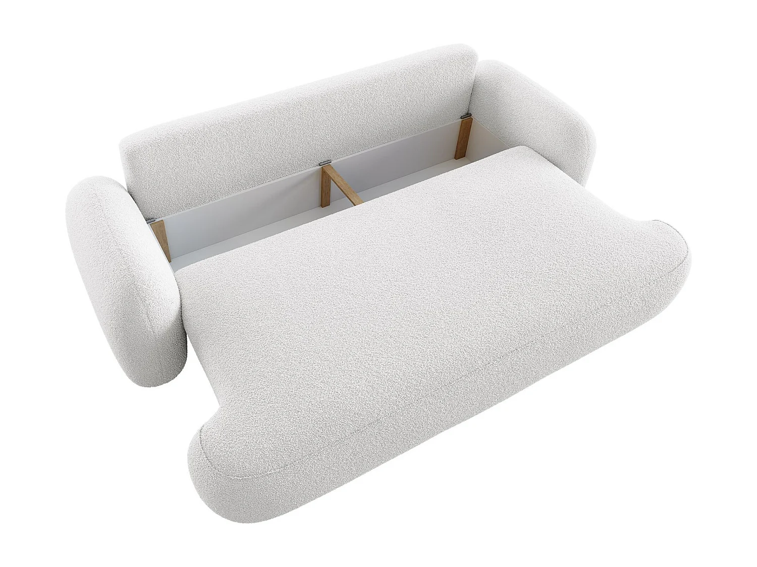 BEDANTE SOFA MOLLY mit Schlaffunktion TERRA FROTTE 00 Weiß mit Bettkasten Sofa für Wohnzimmer gerades Sofa Schlafsofa Sofa mit Bettkasten Klappsofa