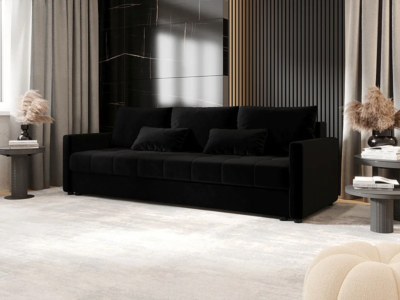 BEDANTE SOFA MOS BIS mit Schlaffunktion ITAKA 15 Schwarz Sofa mit Stauraum Bettkasten Wohnzimmersofa Couch Sofa Bettsofa Bettkasten Bettcouch