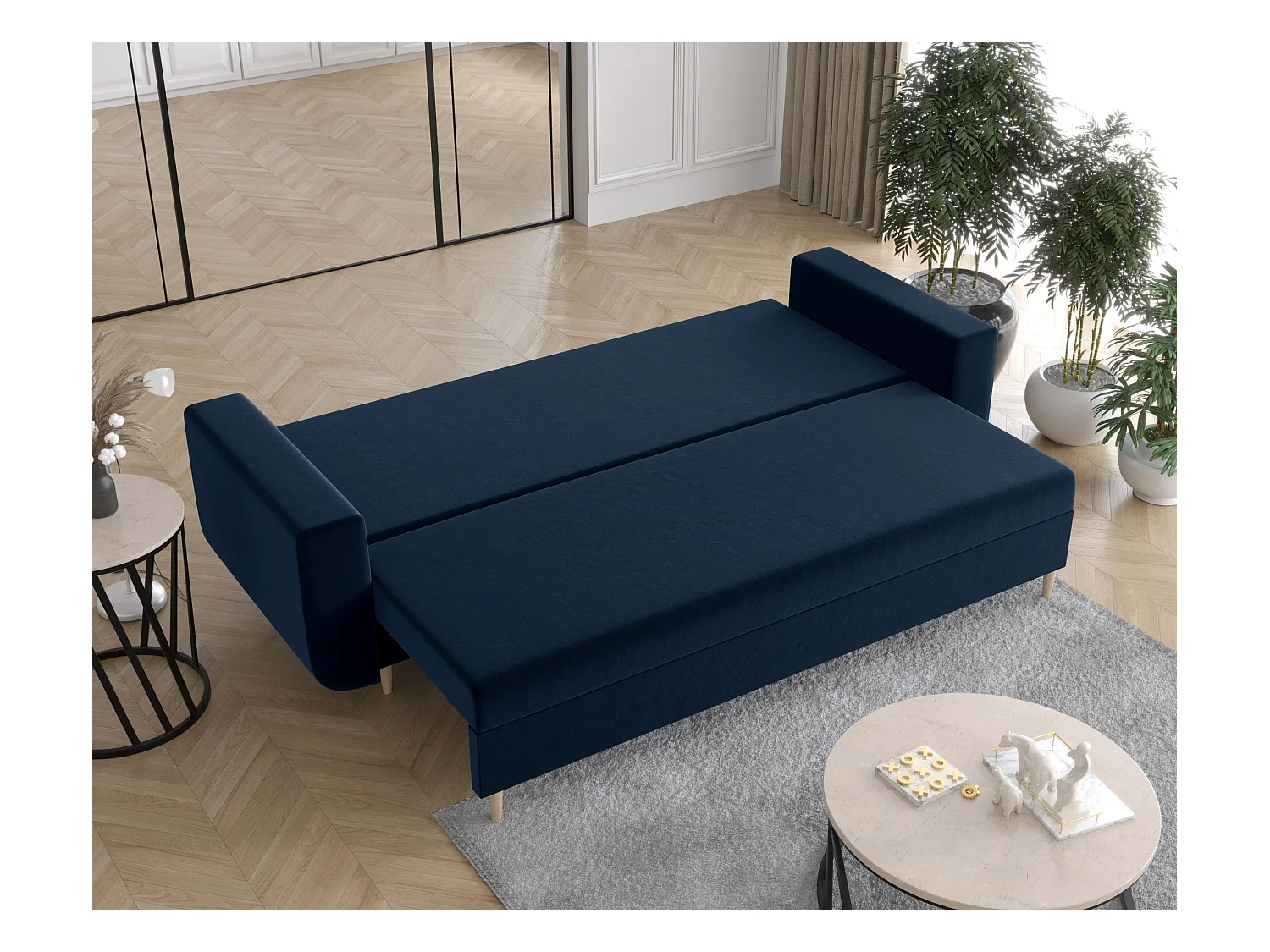 BEDANTE canapé DELFIN avec fonction de couchage ITAKA 11 bleu foncé