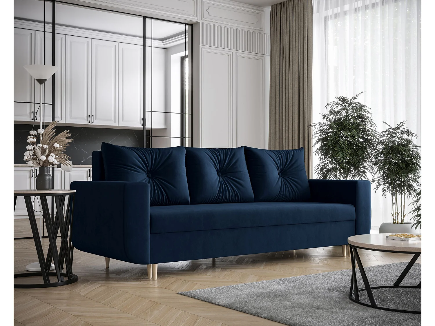 BEDANTE canapé DELFIN avec fonction de couchage ITAKA 11 bleu foncé