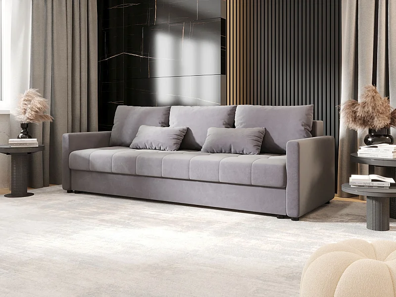 BEDANTE SOFA MOS BIS mit Schlaffunktion ITAKA 50 Hellgrau Sofa mit Stauraum Bettkasten Wohnzimmersofa Couch Sofa Bettsofa Bettkasten Bettcouch