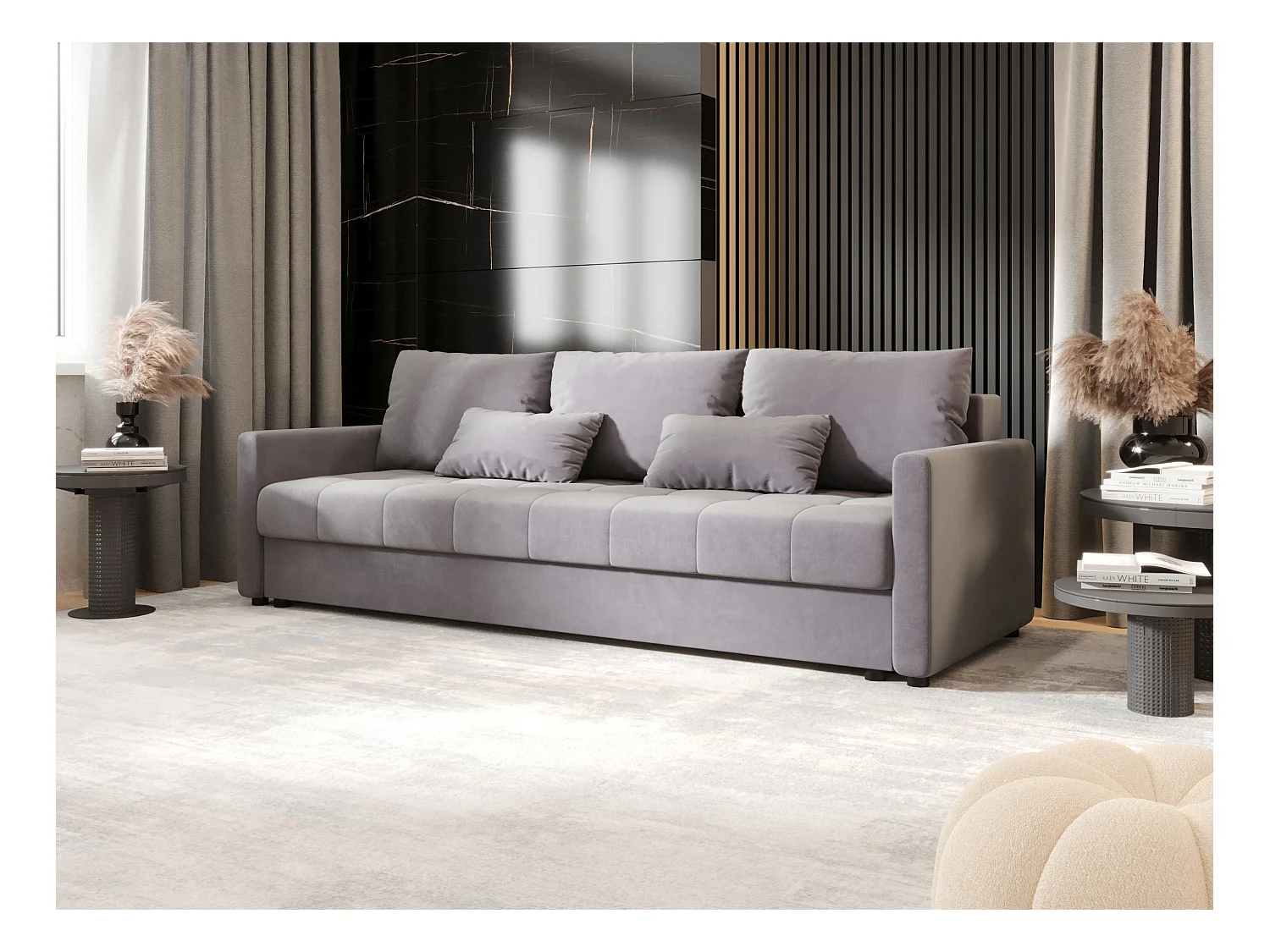 BEDANTE SOFA MOS BIS mit Schlaffunktion ITAKA 50 Hellgrau Sofa mit Stauraum Bettkasten Wohnzimmersofa Couch Sofa Bettsofa Bettkasten Bettcouch