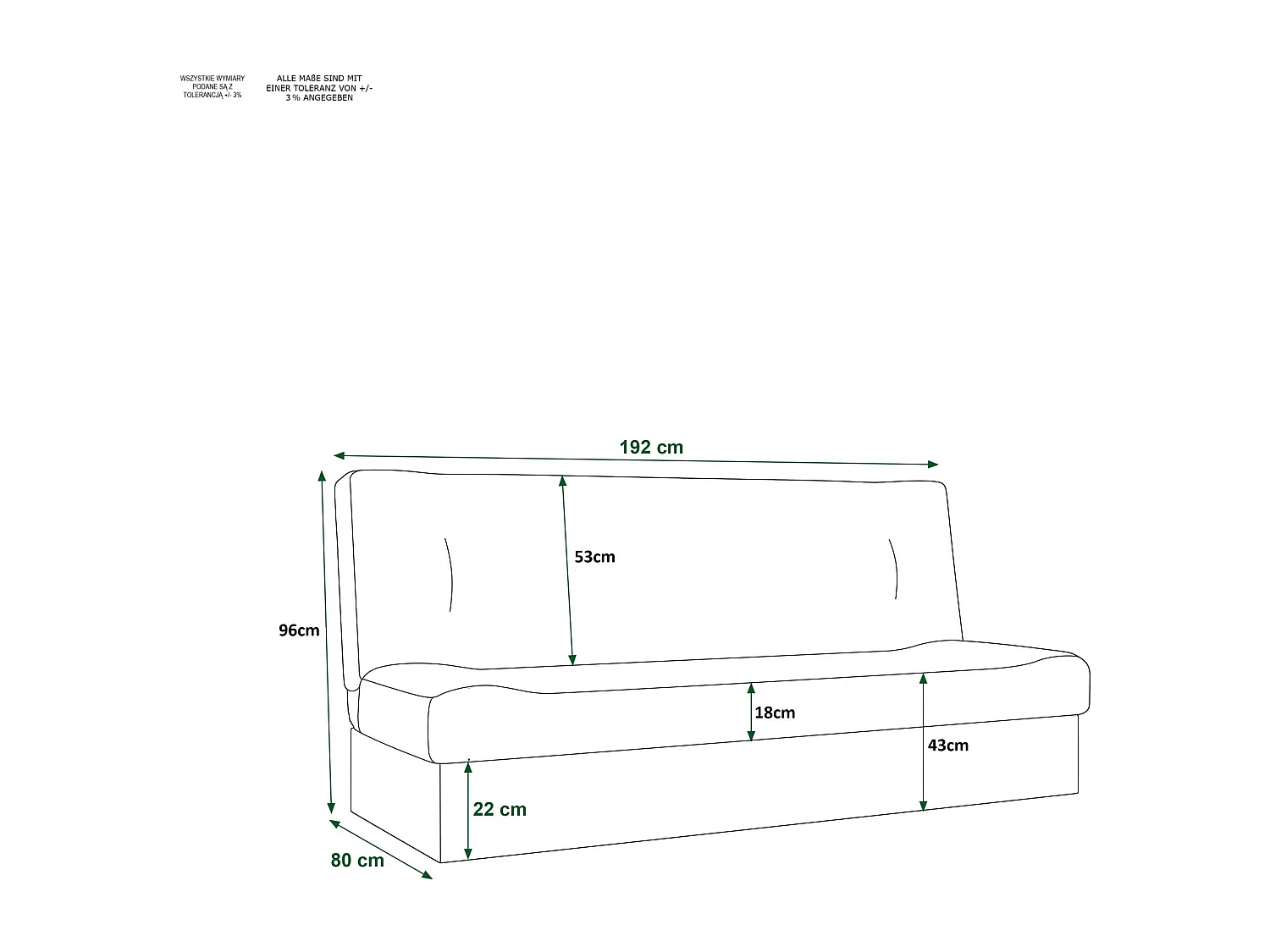 BEDANTE CANAPÉ POLO avec fonction lit SAWANA 14+35 Noir/Vert