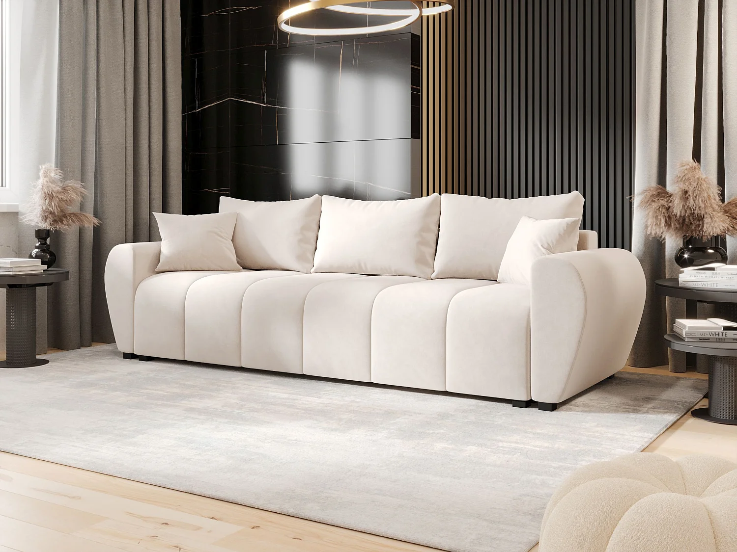 BEDANTE CANAPÉ MOLISA avec fonction lit ITAKA 16 Crème