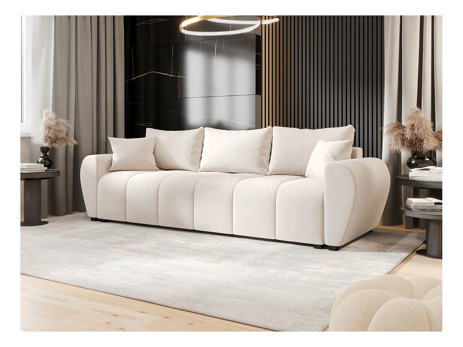 BEDANTE SOFA MOLISA mit Schlaffunktion ITAKA 16 Creme Sofa mit Stauraum Bettkasten Wohnzimmersofa Couch Sofa Bettsofa Bettkasten Bettcouch