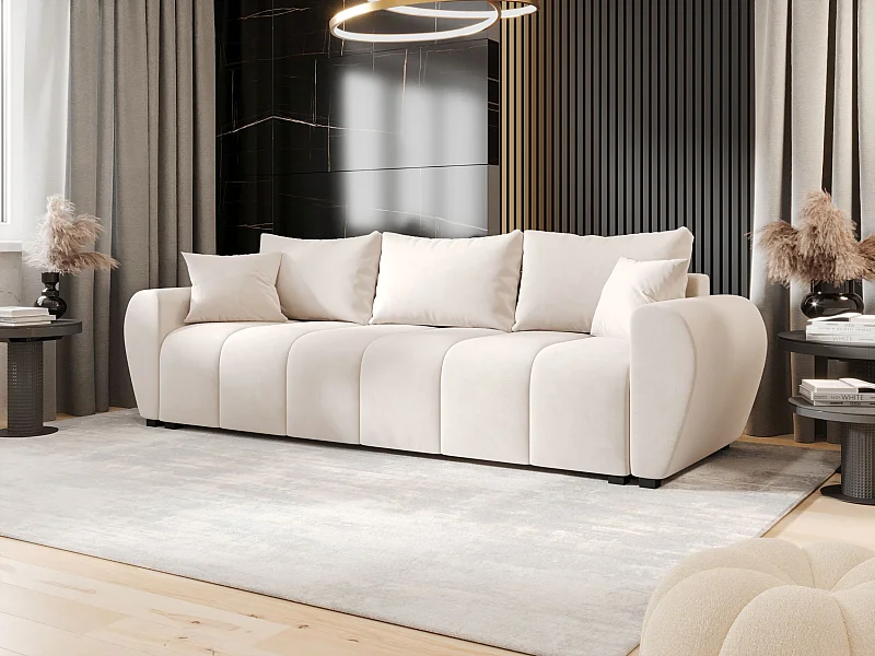 BEDANTE SOFA MOLISA mit Schlaffunktion ITAKA 16 Creme Sofa mit Stauraum Bettkasten Wohnzimmersofa Couch Sofa Bettsofa Bettkasten Bettcouch