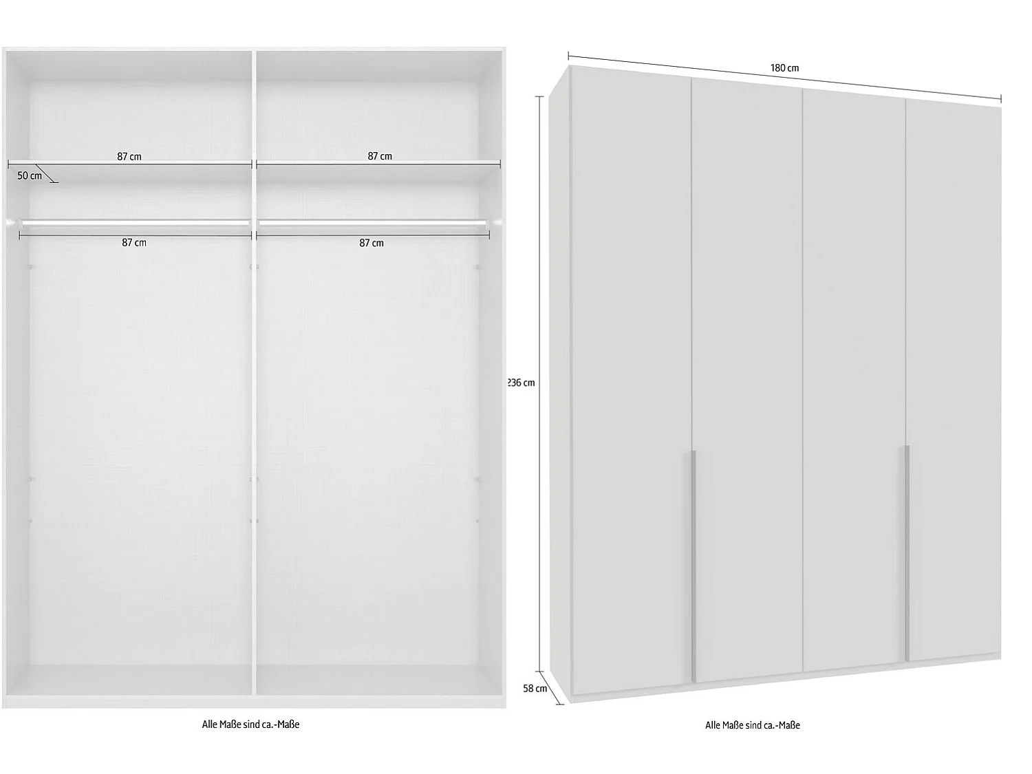 KLEIDERSCHRANK Mugano Basic weiß 180 / 58 / 236cm