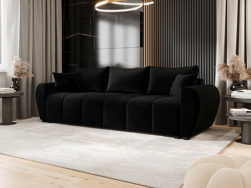 BEDANTE SOFA MOLISA mit Schlaffunktion ITAKA 15 Schwarz Sofa mit Stauraum Bettkasten Wohnzimmersofa Couch Sofa Bettsofa Bettkasten Bettcouch