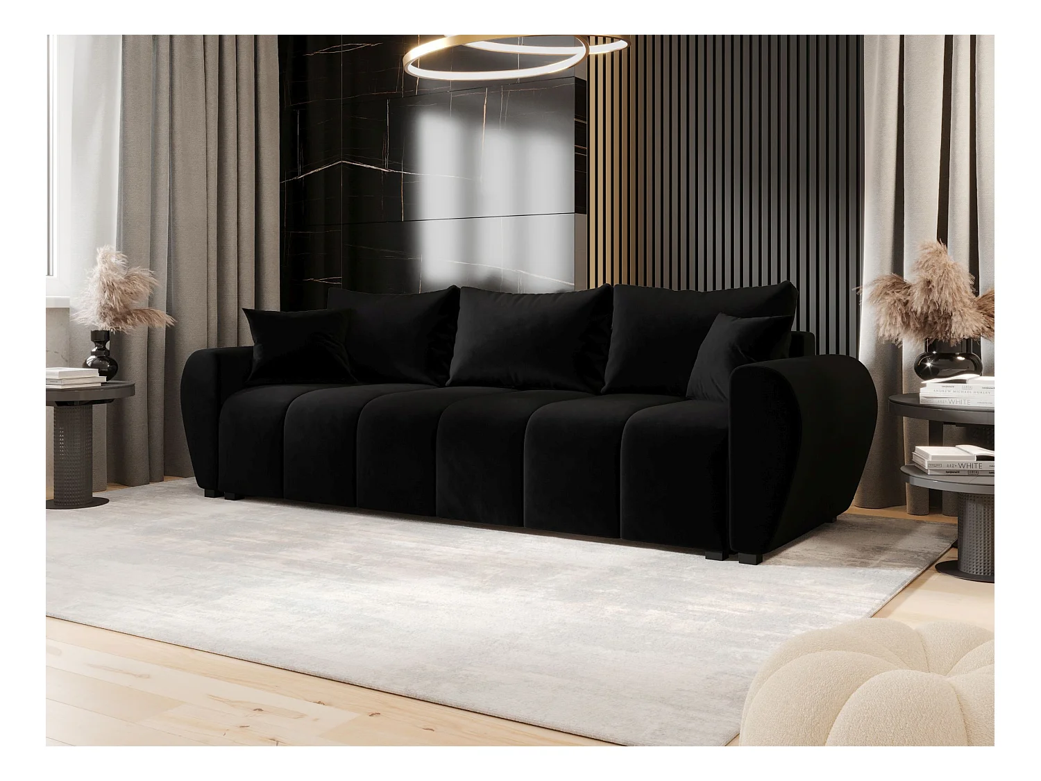 BEDANTE BANK MOLISA met slaapfunctie ITAKA 15 Zwart – Bank met opbergruimte, bedkist, woonkamerbank, sofa, slaapbank, bank met kist, bedbank