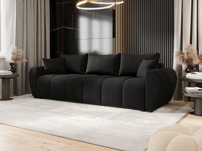 BEDANTE SOFA MOLISA mit Schlaffunktion COSMIC 100 Schwarz Sofa mit Stauraum Bettkasten Wohnzimmersofa Couch Sofa Bettsofa Bettkasten Bettcouch