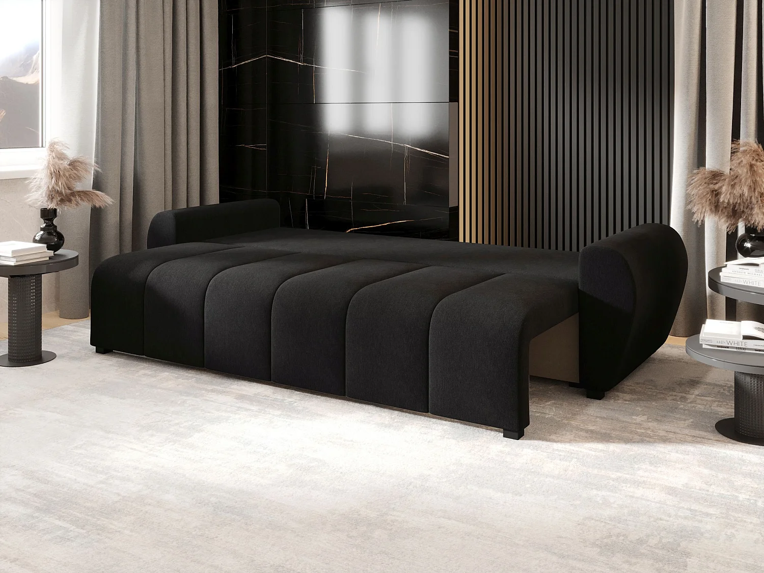 BEDANTE SOFA MOLISA mit Schlaffunktion COSMIC 100 Schwarz Sofa mit Stauraum Bettkasten Wohnzimmersofa Couch Sofa Bettsofa Bettkasten Bettcouch
