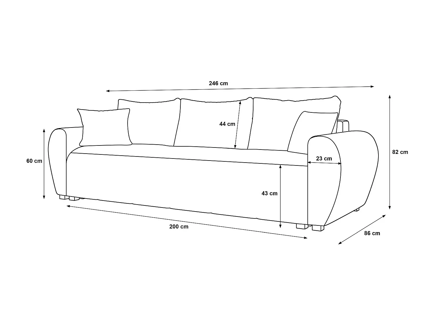 BEDANTE SOFA MOLISA mit Schlaffunktion COSMIC 100 Schwarz Sofa mit Stauraum Bettkasten Wohnzimmersofa Couch Sofa Bettsofa Bettkasten Bettcouch