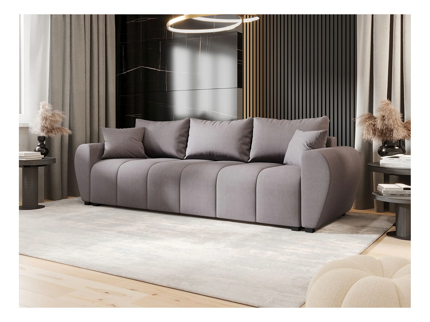 BEDANTE BANK MOLISA met slaapfunctie COSMIC 160 Grijs – Bank met opbergruimte, bedkist, woonkamerbank, sofa, slaapbank, bank met kist, bedbank