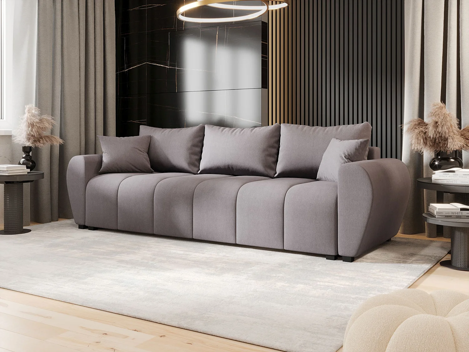 BEDANTE SOFA MOLISA mit Schlaffunktion COSMIC 160 Grau Sofa mit Stauraum Bettkasten Wohnzimmersofa Couch Sofa Bettsofa Bettkasten Bettcouch