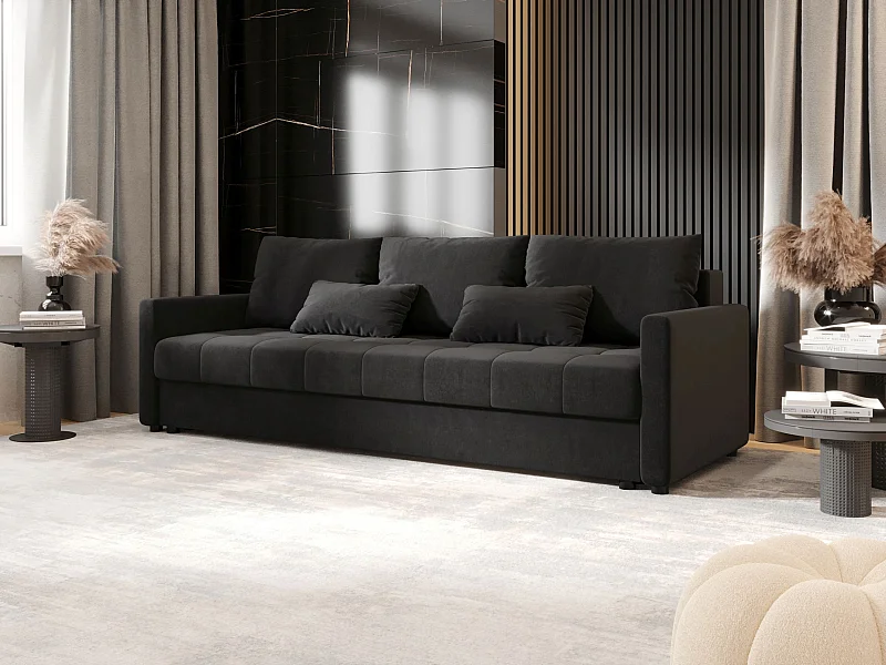 BEDANTE SOFA MOS BIS mit Schlaffunktion ITAKA 27 Dunkelgrau Sofa mit Stauraum Bettkasten Wohnzimmersofa Couch Sofa Bettsofa Bettkasten Bettcouch