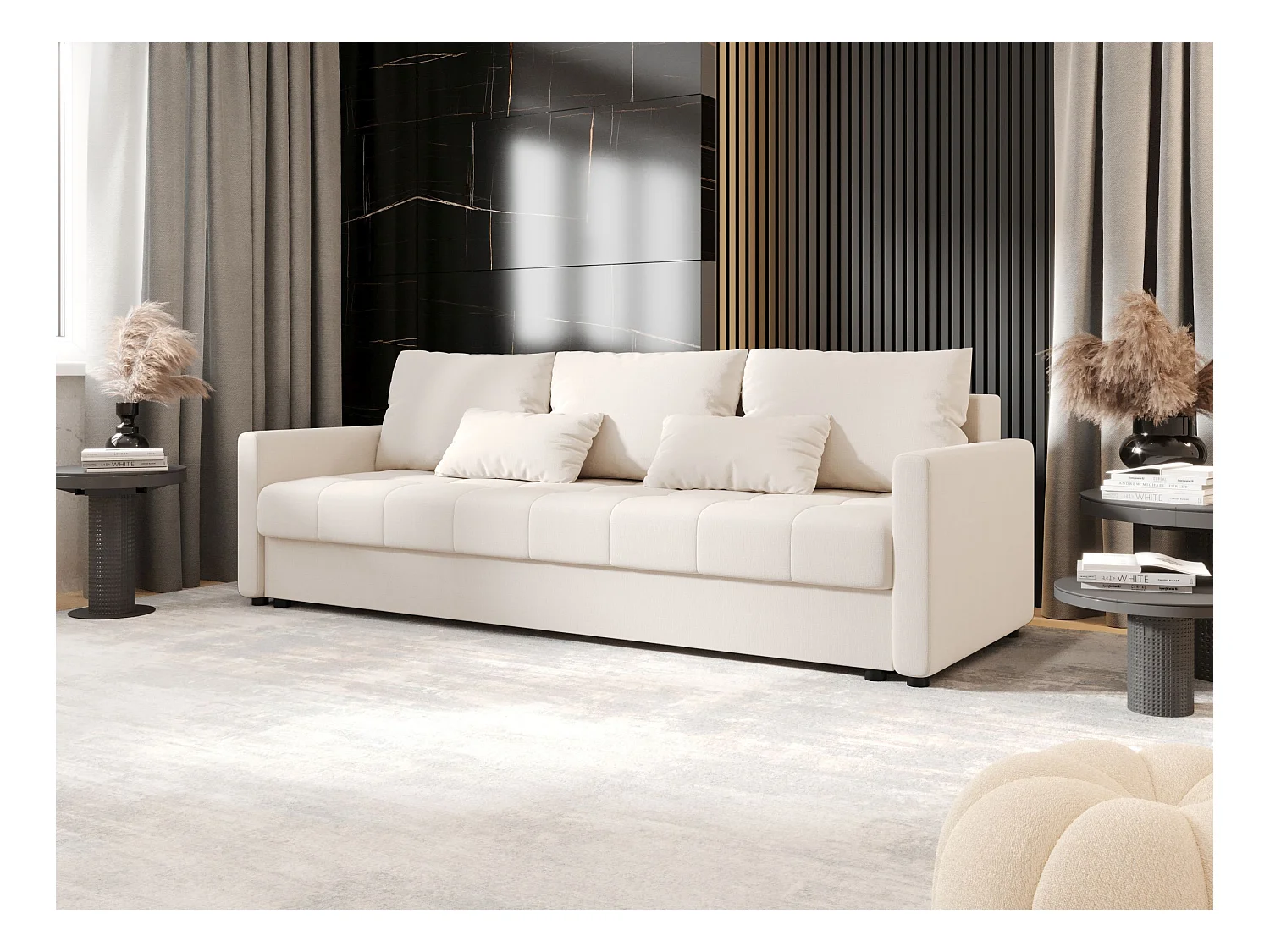 BEDANTE SOFA MOS BIS mit Schlaffunktion COSMIC 10 Beige Sofa mit Stauraum Bettkasten Wohnzimmersofa Couch Sofa Bettsofa Bettkasten Bettcouch